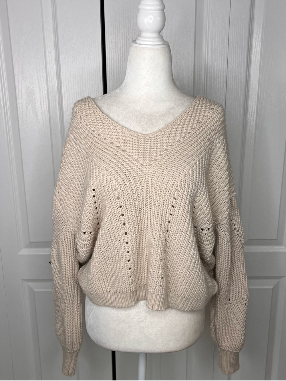 Medium Moon and Madison Elegant Knitted Sweater - Cream Color